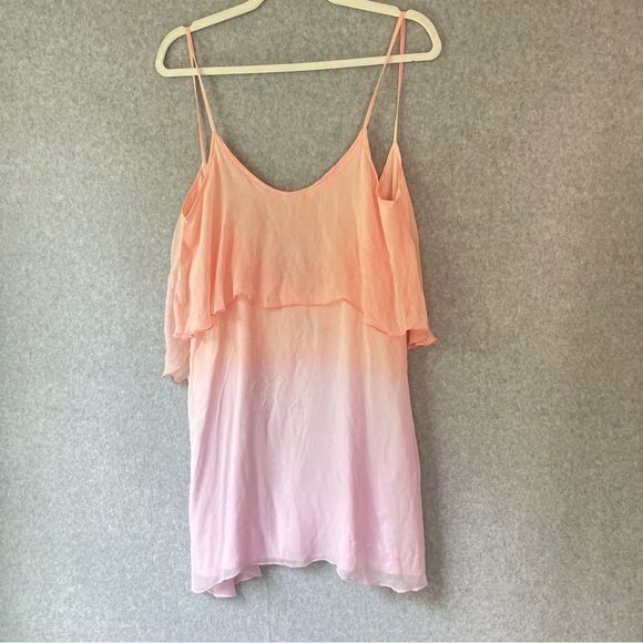 Blue Life Asymmetrical Chiffon Camisole Tunic Ombre Orange and Pink Small #AA - Picture 1 of 12